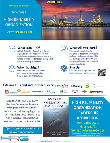 High Reliability Organization Leadership Workshop - April 23, 2024